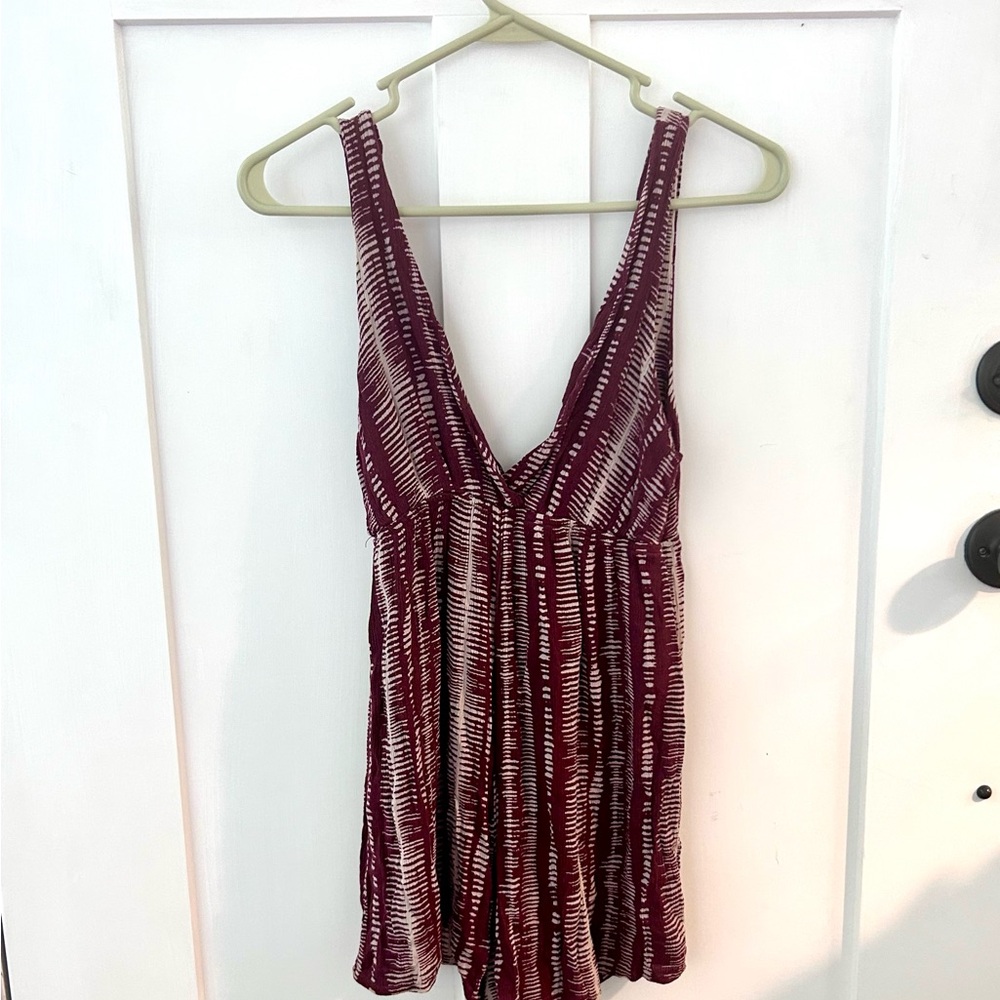 Wild Fable Maroon and White Jumpsuit Romper